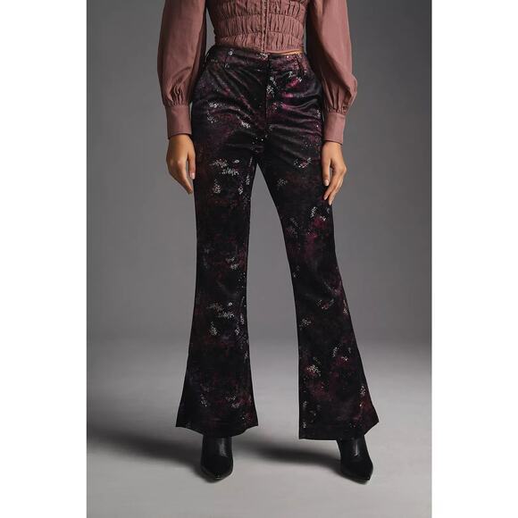 Scotch & Soda x Anthropologie Velvet Flare High Rise Trouser Pant Size 27 - Picture 6 of 9